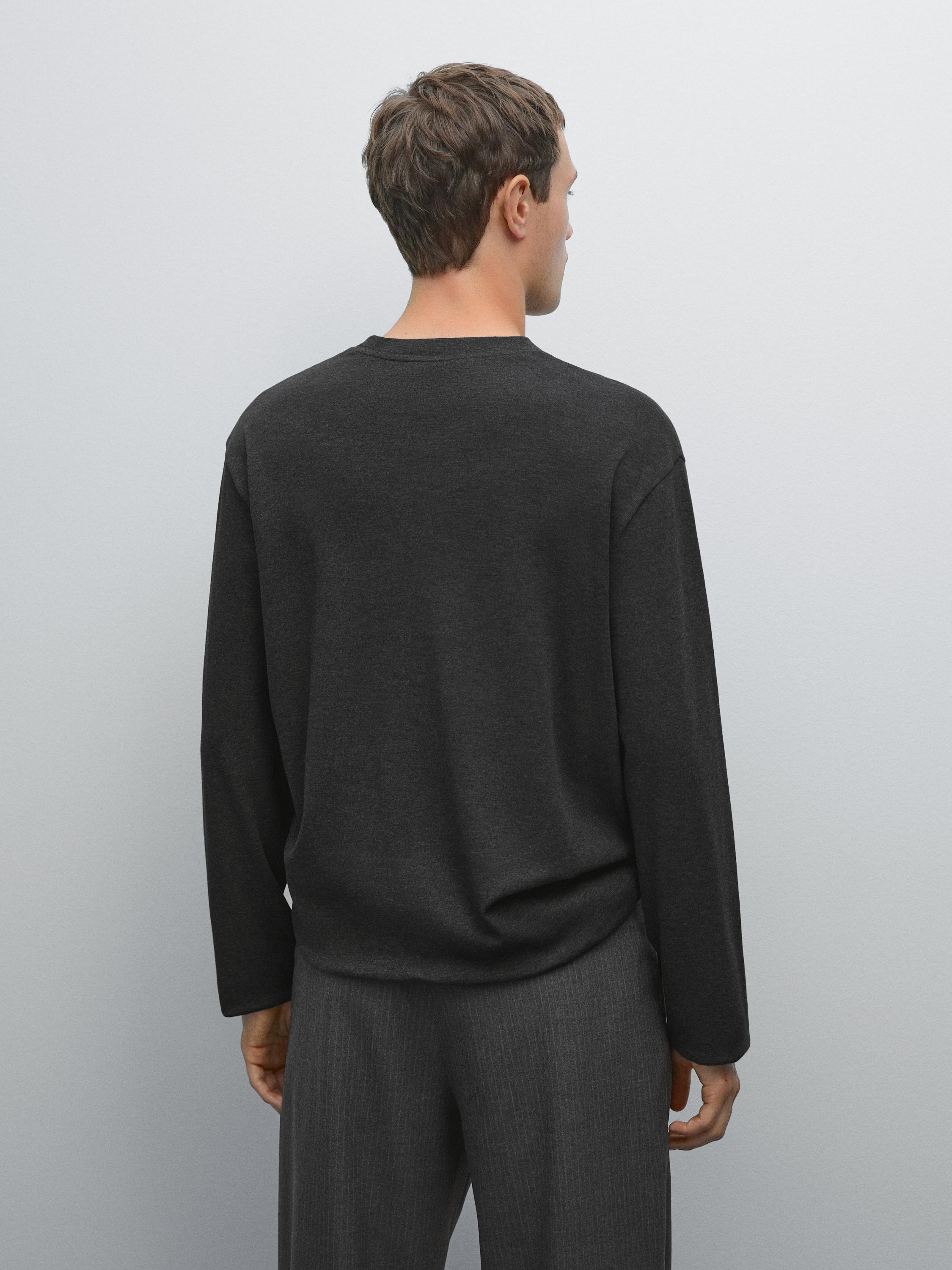 Long sleeve medium weight cotton T-shirt